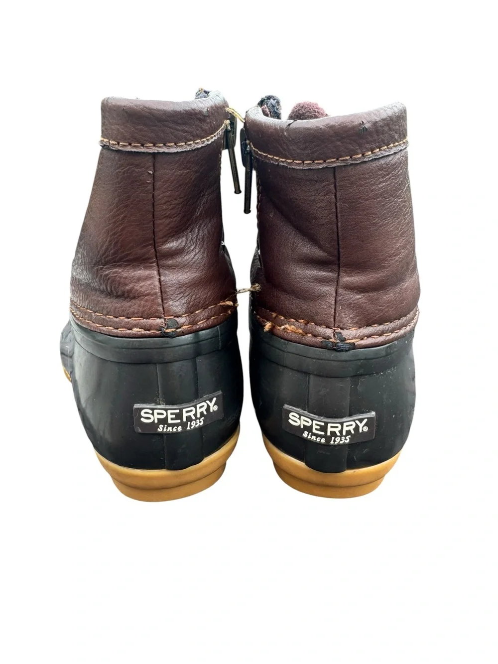 Sperry Saltwater Duck Boots  girls 10M Brown Black Waterproof Rain  CG55362A